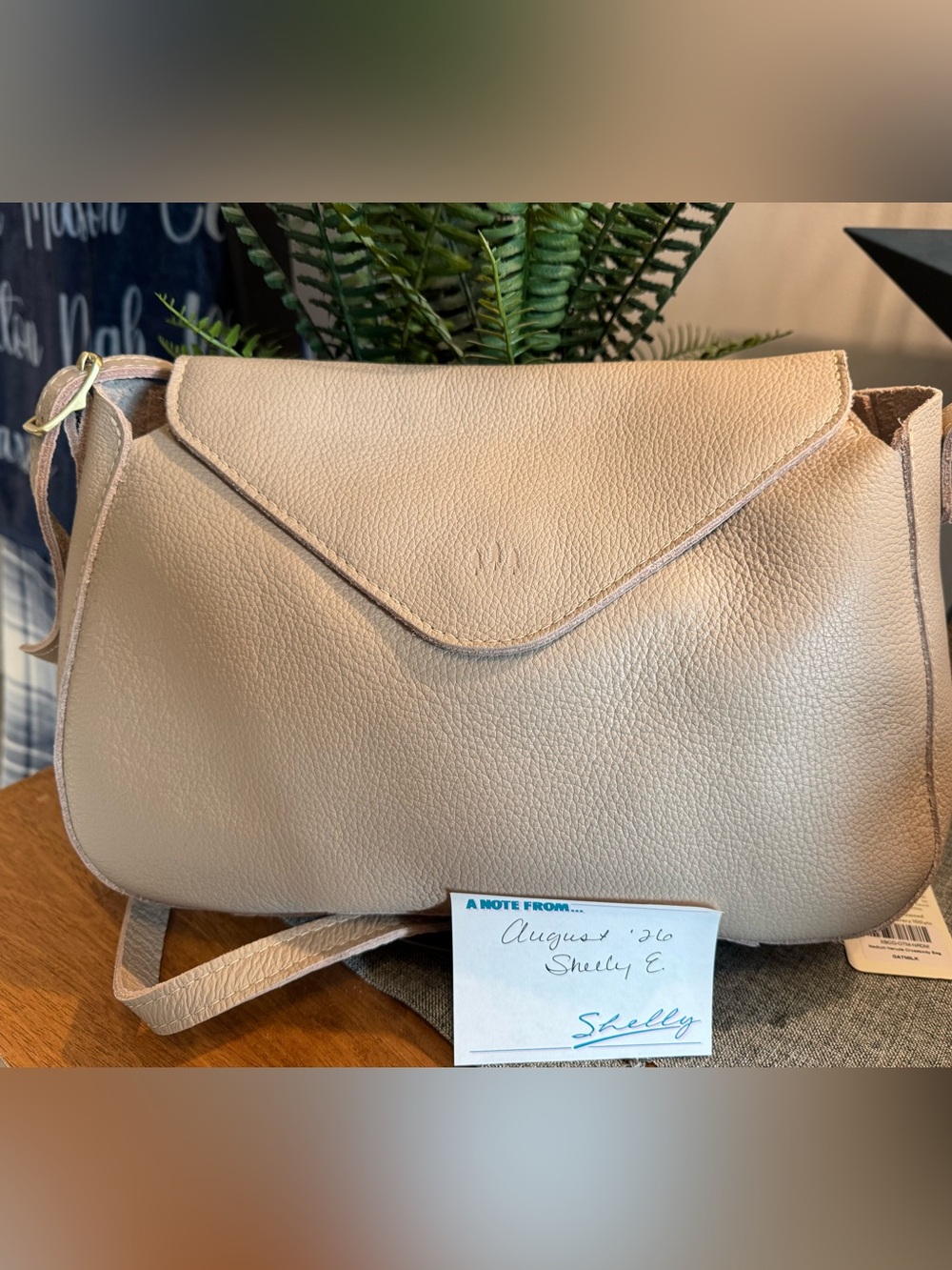 Oatmilk Pebbled Leather Crossbody Bag - Portland leather goods medium Neruda